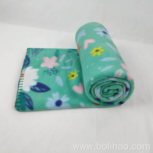 boho throw blanket flower design printed polar fleece blanket